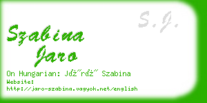 szabina jaro business card